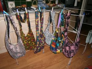 Shoulder bags fully lined, inside pocket, zip fastening. Suggested donation to St James, Uganda 8.00